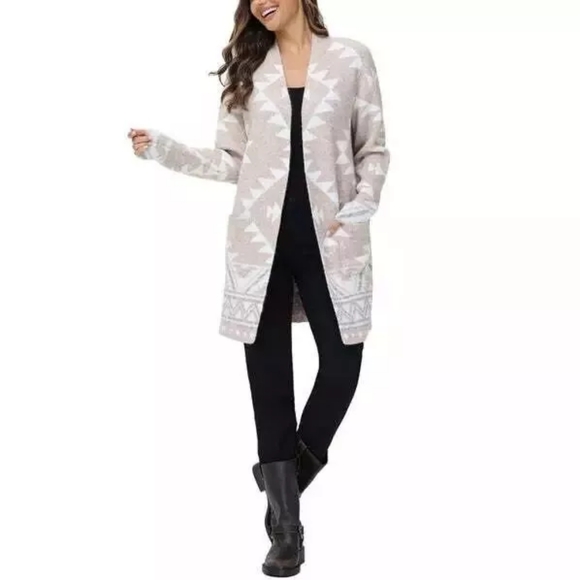 Brand New Frye Ladies' Patterned Cardigan Sweater, Tan Size Small. - Picture 2 of 4